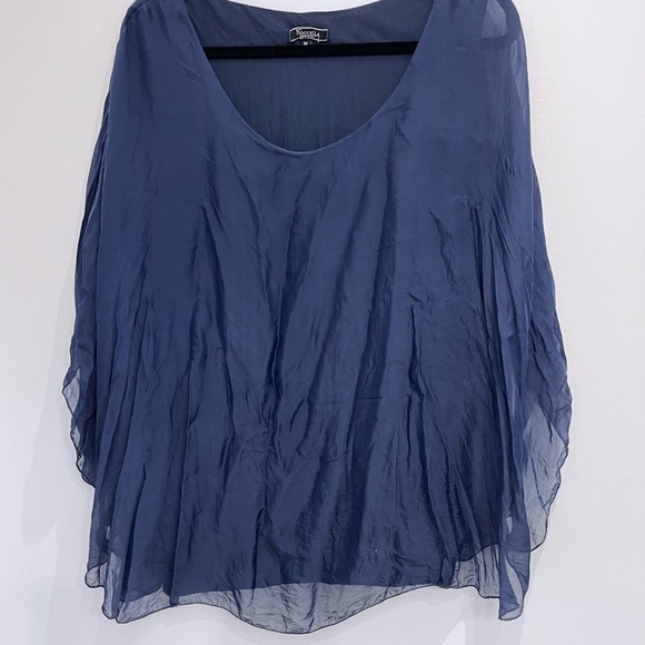 Froccella made in italy silk blend navy cape size medium - Picture 2 of 8